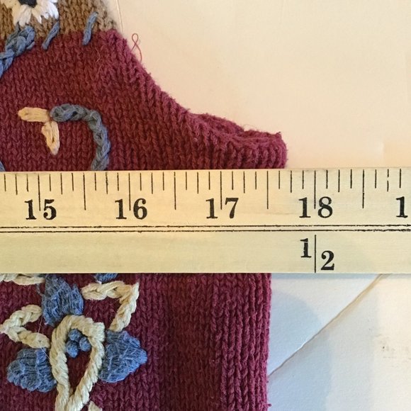 Vintage womens sweater vest M knit patchwork mix pattern button v-neck 80s 90s - Picture 11 of 13